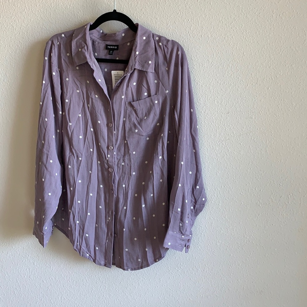 Gauzy Polka Dot Button Down